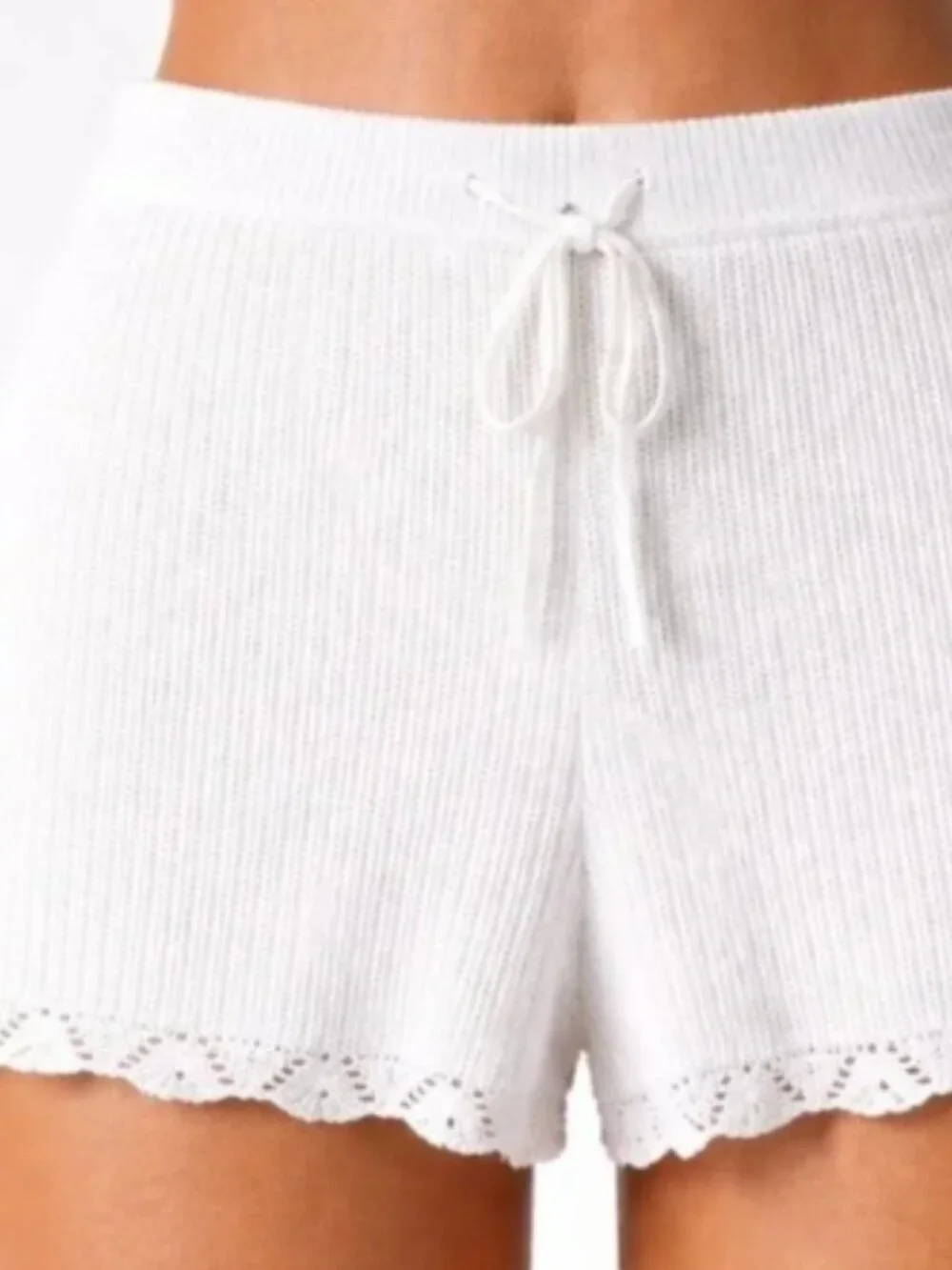 White Crochet Open Knit Cover Up Knit Sweater Shorts Super Soft